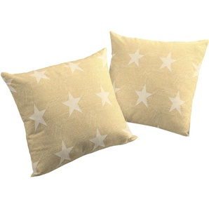 Dekokissen WIRTH Crayon Dekokissen_Sitzkissen_Kissenhüllen Gr. B/L: 50 cm x 50 cm, 2 St., Baumwolle-Polyester, goldfarben (goldfarben, gemustert) Dekokissen gemustert Kopfkissen Kissenhülle ohne Füllung, 2 Stück