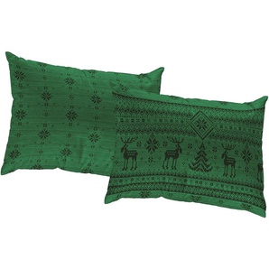 Dekokissen WIRTH Romo Dekokissen_Sitzkissen_Kissenhüllen Gr. B/L: 40 cm x 60 cm, 2 St., Baumwolle-Polyester, grün (grün, gemustert) Dekokissen gemustert Kopfkissen Kissenhülle ohne Füllung, 2 Stück
