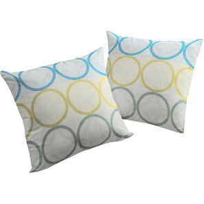 Dekokissen WIRTH Zirbello Dekokissen_Sitzkissen_Kissenhüllen Gr. B/L: 50 cm x 50 cm, 2 St., Baumwolle-Polyester, blau (blau, grün, kreise) Dekokissen gemustert Kopfkissen Kissenhülle ohne Füllung, 2 Stück