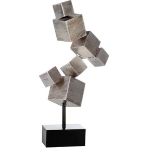 Dekoobjekt CASABLANCA BY GILDE Skulptur Cubes, antik silber Dekofiguren Gr. B/H/T: 27 cm x 56 cm x 14 cm, silberfarben Deko-Objekte Höhe 56 cm, aus Metall, Wohnzimmer