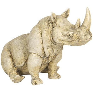 Clayre & Eef Figur Nashorn 32x17x20 cm Beige Polyresin Nashorn Wohnaccessoires