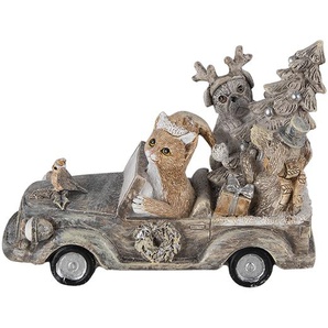 Clayre & Eef Figur Tiere 16x8x11 cm Grau Beige Polyresin Tiere Weihnachtsdekoration