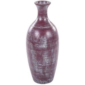 Dekorative Vase aus Terrakotta braun gealterter Oberfläche im natürlichen Stil für Trockenblumen