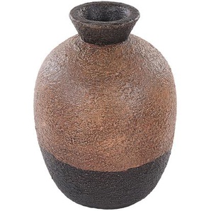 Dekorative Vase braun und schwarz aus Terrakotta 30 cm handgefertigt bemalt Retro Vintage inspiriertes Design