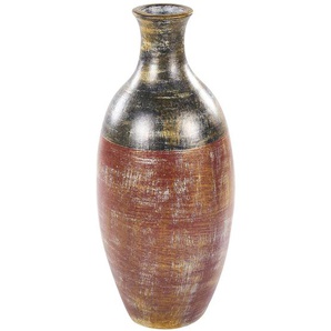 Dekorative Vase braun und schwarz aus Terrakotta handgefertigt natürlich Stil für Trockenblumen
