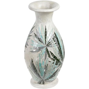Dekorative Vase creme Farbe Terrakotta Mosaik natürlicher Stil Wohndekoration für getrocknete Blumen