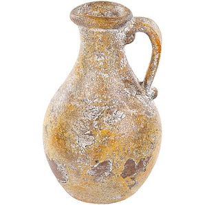 Dekorative Vase mehrfarbig aus Terrakotta 28 cm handgefertigt bemalt Retro Vintage inspiriertes Design