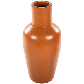 Dekorative Vase Orange aus Terrakotta handgefertigt natürlich Stil für Trockenblumen
