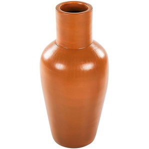 Dekorative Vase Orange aus Terrakotta handgefertigt natürlich Stil für Trockenblumen