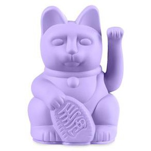 Dekorative Winkekatze Lucky Cat Mini, in lila, ca. 6,7 x 5,2 x 9,8 cm, von Donkey