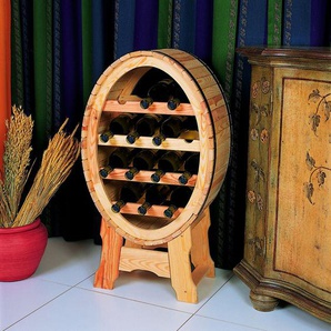 Dekoratives Weinregal für 14 Flaschen Deko-Weinfass H 90 cm Promadino Holz Deko
