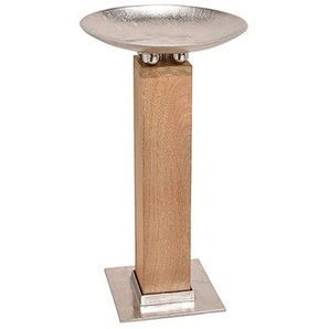 Dekosäule, Braun, Silber, Holz, Metall, Mangoholz, 41x75x41 cm, Dekoration, Weihnachtsdekoration, Winterdeko