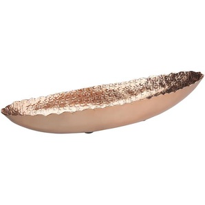 Dekoschale Kupferfarben aus Aluminium 40 cm Blattform modernes Dekotablett Schmuckschale für Wohnzimmer Flur Tischdeko