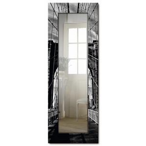 Dekospiegel ARTLAND Brooklyn Bridge - schwarz/weiss Spiegel Gr. B/H/T: 50,4 cm x 140,4 cm x 1,6 cm, schwarz Dekospiegel gerahmter Ganzkörperspiegel, Wandspiegel, mit Motivrahmen, Landhaus