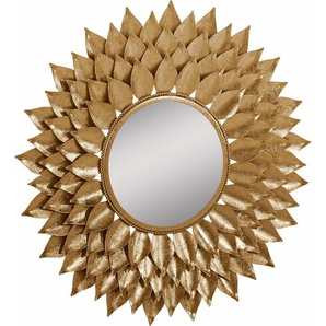 Dekospiegel LEONIQUE Sarai Spiegel Gr. B/H: 73,5 cm x 73 cm Ø 73,5 cm, goldfarben Dekospiegel Spiegel Wandspiegel, mit Blattgold-Finish, Sonne, Ø 73,5 cm, Rahmen aus Metall