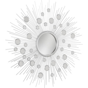 Dekospiegel LEONIQUE Spiegel, silber Spiegel Gr. Ø 81 cm, silberfarben (silber) Dekospiegel Wandspiegel, Sonne, rund, Ø 81 cm, Rahmen aus Metall