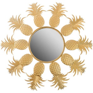 Dekospiegel MYFLAIR MÖBEL & ACCESSOIRES Annama Spiegel Gr. B/H/T: 50 cm x 50 cm x 2 cm, Antikoptik, goldfarben Dekospiegel Spiegel Wandspiegel, gold, Landhaus, rund, Rahmen aus Metall, Blütenform