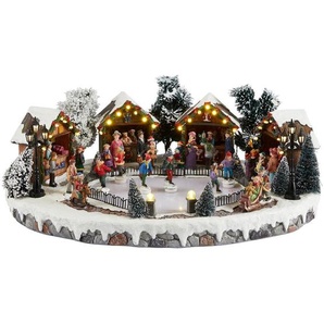 Dekospieluhr, Braun, Grün, Rot, Weiß, Kunststoff, 44x18x30 cm, Dekoration, Weihnachtsdekoration, Winterdeko