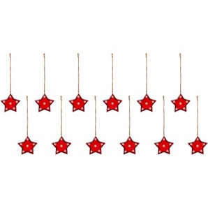 Dekostern CREATIV DECO Weihnachtsstern, Weihnachtsdeko rot, Christbaumschmuck Dekosterne Gr. B/H/T: 9,50 cm x 9,50 cm x 0,50 cm, rot Weihnachtssterne mit Schneeflocken-Design