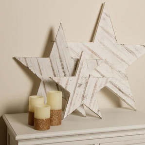 Dekostern MYFLAIR MÖBEL & ACCESSOIRES Weihnachtsstern, Dasher, Weihnachtsdeko Dekosterne weiß Weihnachtssterne aus Holz, in drei verschiedenen Größen