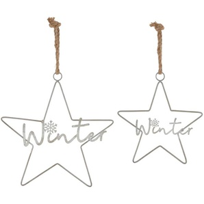 Dekostern RIFFELMACHER & WEINBERGER Weihnachtsstern, Winter, Weihnachtsdeko Dekosterne silberfarben (silberfarben, natur) Weihnachtssterne Dekosterne aus Metall mit Kordel, 30 cm + 41