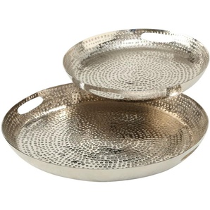 Dekotablett BOLTZE Selina Dekoschalen Gr. B/H/T: 53,9 cm x 5,5 cm x 53,9 cm, silberfarben Dekoschalen Dekotabletts