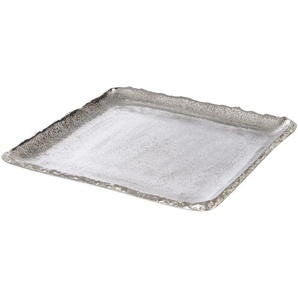 Dekoteller CREATIV DECO Weihnachtsdeko Dekoschalen Gr. B/H/T: 25,00 cm x 3,00 cm x 25,00 cm, silberfarben Dekoschalen Dekotabletts mit individuellem Rand