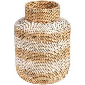 Dekovase Beige und Weiß Rattan Natur Stil Wohndekoration