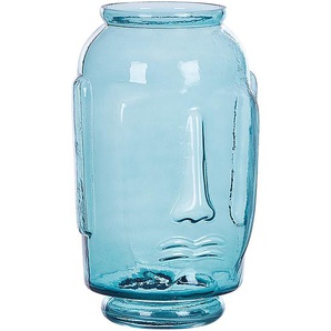 Dekovase Blau / Transparent 31 cm aus Glas mit glänzender Oberfläche Wohnartikel Wohnung Zubehör Dekogefäß Moderner Glamouröser Stil