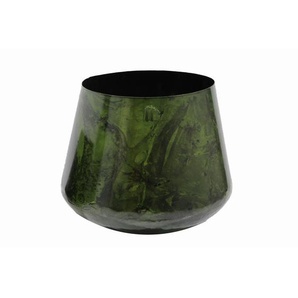 Dekovase, Dunkelgrün, Metall, rund, 26 cm, stehend, zum Stellen, Dekoration, Vasen