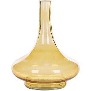 Dekovase Gelb / Transparent 30 cm aus Glas mit glänzender Oberfläche Wohnartikel Wohnung Zubehör Dekogefäß Moderner Glamouröser Stil