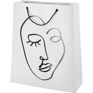 Dekovase GILDE Visione, in Taschenform Vasen Gr. B/H/T: 25 cm x 30 cm x 10 cm, weiß Blumenvasen dekorative Vase aus Keramik, Dekoobjekt