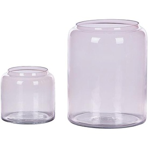 Dekovase 2er Set Rosa / Transparent 11 / 20 cm aus Glas mit glänzender Oberfläche Wohnartikel Zubehör Dekogefäß Modern