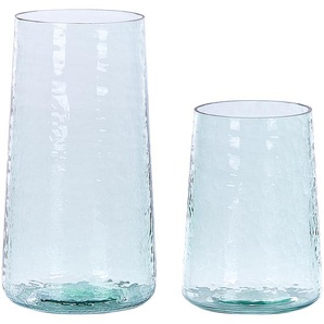 Dekovase 2er Set Transparent 17 / 25 cm aus Glas mit glänzender Oberfläche Wohnartikel Zubehör Dekogefäß Modern
