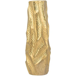 Dekovase Gold Dekoration aus Steinzeug 37 cm Höhe in außergewöhnlichem Design Wohnaccessoires Pflegeleicht Modern