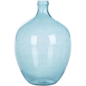 Dekovase Hellblau / Transparent 39 cm aus Glas mit glänzender Oberfläche Wohnartikel Wohnung Zubehör Dekogefäß Rund Modern Glamourös