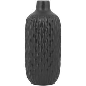 Dekofigur Schwarz 14 x 31 cm Steinzeug gemusterte Strukturoberfläche Pflegeleicht Wohnartikel Ovale Form Modern