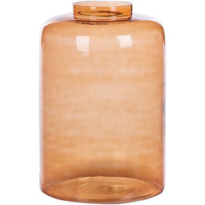 Dekovase Orange / Transparent 41 cm aus Glas mit glänzender Oberfläche Wohnartikel Wohnung Zubehör Dekogefäß Moderner Glamouröser Stil