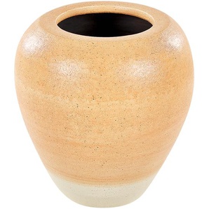 Dekovase Orange u. Beige aus Terrakotta 34 cm Hoch Handgefertigt Antiker Römischer Stil Vintage Look Antike Dekoration