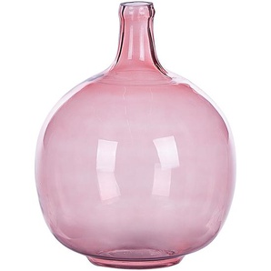 Dekovase Rosa / Transparent 31 cm aus Glas mit Glänzender Oberfläche Wohnartikel Wohnung Zubehör Dekogefäß Rund Moderner Glamouröser Stil