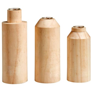 Dekovase SCHNEIDER Caitlyn Vasen beige (natur) Blumenvasen aus Glas mit Holz-Korpus