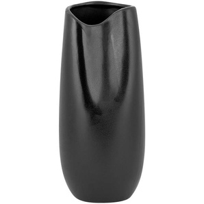 Dekovase Schwarz 12 x 32 cm Steinzeug Elegant Extravagant Unregelmässige Form