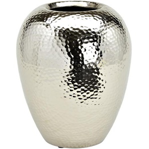 Dekovase, Silber, Metall, 24x30x24 cm, zum Stellen, Dekoration, Vasen
