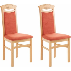 Home affaire 4-Fußstuhl Franz (Set, 2 St), Bezug aus strapazierfähiger Microfaser, Gestell aus Buche lackiert
