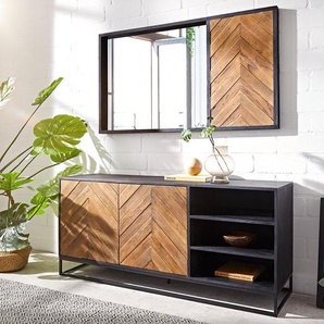 DELIFE Sideboard Famke 145 cm Mango Teak 2 Türen 3 Fächer 22720