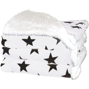 Wohndecke DELINDO LIFESTYLE Sterne Wohndecken Gr. B/L: 150 cm x 200 cm, weiß Kunstfaserdecken flauschig weich und beidseitig verwendbar, Kuscheldecke