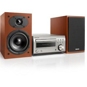 Denon D-M41DAB FM/DAB/CD Receiver, Bluetooth, inkl. Lautsprecher, Silber/Kirsch D-M41DABSPCWEKGE