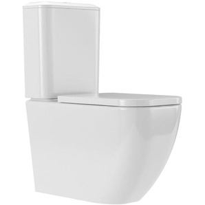 Derby Stand-Tiefspül-WC Kombination ohne Spülrand mit keramischen Spülkasten ohne WC-Sitz, weiss - Vigour