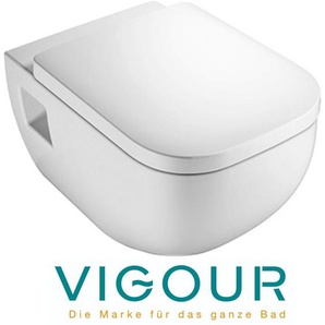 Derby Wand wc spülrandlos mit sichtbarer Befestigung und SoftClose WC-Sitz weiß - Vigour
