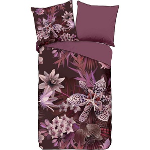 Wendebettwäsche DESCANSO Farze Bettwäsche Gr. B/L: 200 cm x 200 cm (1 St.), B/L: 80 cm x 80 cm & 80 cm x 80 cm (2 St.), Satin (Bio-Baumwolle), bunt (bordeaux, rot) Satin-Bettwäsche mit Biese